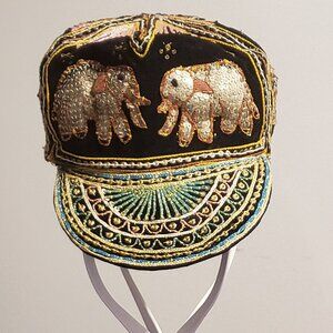 Elephant Sequin Soft Jade Brim Baseball Cap